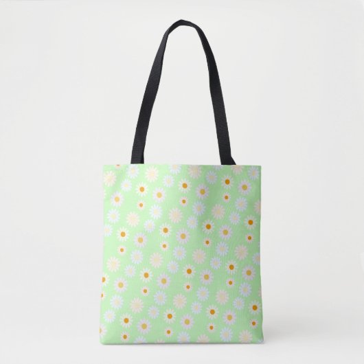Schattigee waterverf kleurrijke Daisy Pattern Gree Tote Bag (Voorkant)