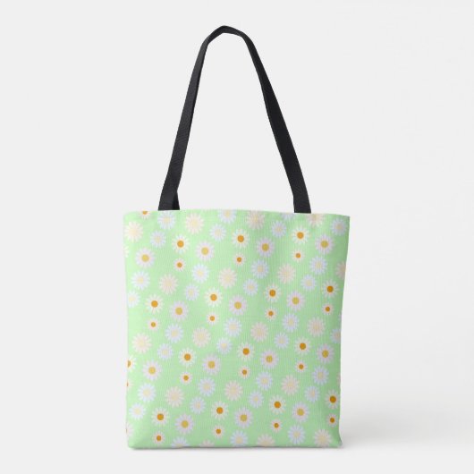 Schattigee waterverf kleurrijke Daisy Pattern Gree Tote Bag (Achterkant)