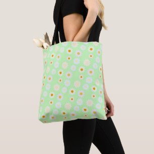 Schattigee waterverf kleurrijke Daisy Pattern Gree Tote Bag