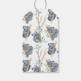Schattigee Waterverf Koala Familie Cadeaulabel