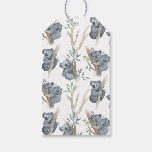Schattigee Waterverf Koala Familie Cadeaulabel (Voorkant)