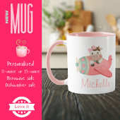 Schattigee Waterverf Koe in Red Airplane, geperson Mok