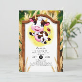 Schattigee Waterverf Koe Verjaardag Kaart (Staand voorkant)