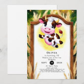 Schattigee Waterverf Koe Verjaardag Kaart (Voorkant / Achterkant)