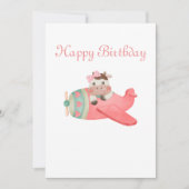 Schattigee Waterverf Koe & Vliegtuig Whimsical Ver Feestdagenkaart (Voorkant)