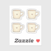Schattigee Waterverf koffiekopje met een hart Sticker (Vel)