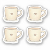 Schattigee Waterverf koffiekopje met een hart Sticker (Voorkant)