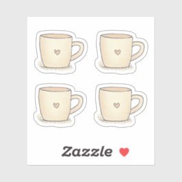 Schattigee Waterverf koffiekopje met een hart Sticker