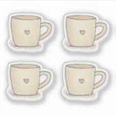 Schattigee Waterverf koffiekopje met een hart Sticker (Voorkant)