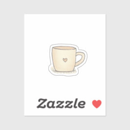 Schattigee Waterverf koffiekopje met een hart Sticker