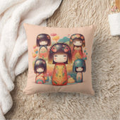 Schattigee Waterverf Kokeshi Dolls Blush Kussen (Deken)