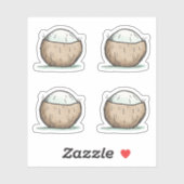 Schattigee Waterverf kokosnoot Sticker (Vel)