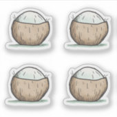 Schattigee Waterverf kokosnoot Sticker (Voorkant)