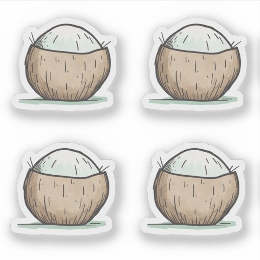 Schattigee Waterverf kokosnoot Sticker (Voorkant)