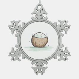 Schattigee Waterverf kokosnoot Tin Sneeuwvlok Ornament