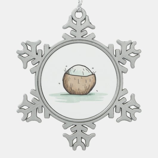 Schattigee Waterverf kokosnoot Tin Sneeuwvlok Ornament (Voorkant)