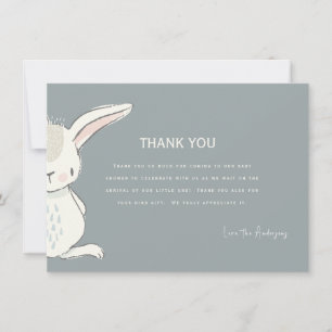 Schattigee Waterverf Konijn Baby shower Dank u Kaart