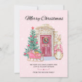 Schattigee Waterverf konijn vrolijke kerstboom Feestdagenkaart (Voorkant)