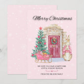 Schattigee Waterverf konijn vrolijke kerstboom Feestdagenkaart (Voorkant / Achterkant)