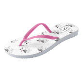 Schattigee Waterverf konijnen met monogram Teenslippers (Schuin)