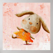 Schattigee Waterverf Konijnenkonijn Baby Kinder Po Poster (Voorkant)