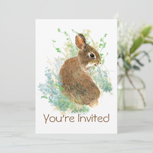 Schattigee Waterverf konijnenverjaardagsfeestje ui Kaart (Staand voorkant)