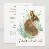 Schattigee Waterverf konijnenverjaardagsfeestje ui Kaart (Voorkant / Achterkant)