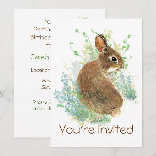 Schattigee Waterverf konijnenverjaardagsfeestje ui Kaart (Voorkant / Achterkant)