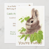 Schattigee Waterverf konijnenverjaardagsfeestje ui Kaart (Voorkant / Achterkant)