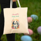 Schattigee Waterverf Konijntje Bloemen Easter Egg  Tote Bag