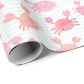 Schattigee Waterverf Krabben op munt streep Cadeaupapier (Rol Hoek)