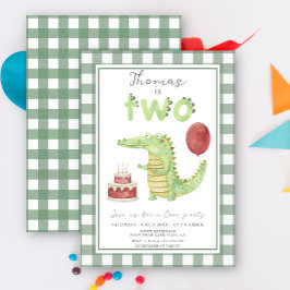 Schattigee Waterverf krokodil twee verjaardagsfees Kaart