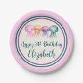 Schattigee Waterverf Kwallen Onder het Zee Verjaar Papieren Bordje (Voorkant)