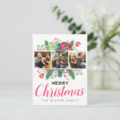 Schattigee Waterverf laat vrolijke kerst familie f Feestdagenkaart (Staand voorkant)