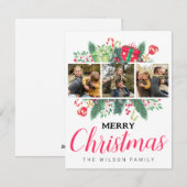 Schattigee Waterverf laat vrolijke kerst familie f Feestdagenkaart (Voorkant / Achterkant)