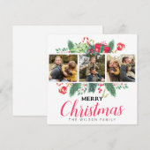 Schattigee Waterverf laat vrolijke kerst familie f Feestdagenkaart (Voorkant / Achterkant)