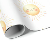 Schattigee Waterverf lachende gele zonneschijn Kin Cadeaupapier (Rol Hoek)