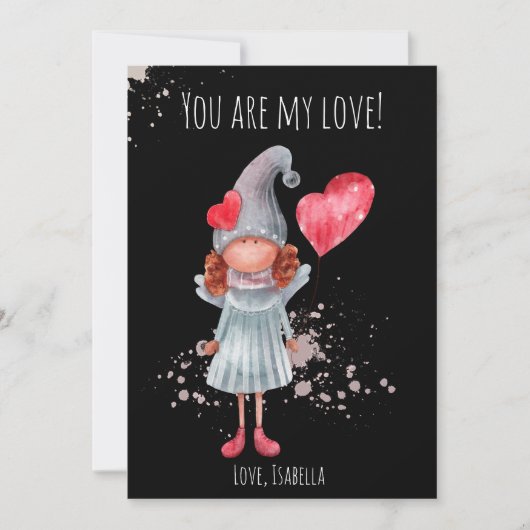Schattigee Waterverf Lady Gnome Pun Valentijn Feestdagenkaart (Voorkant)