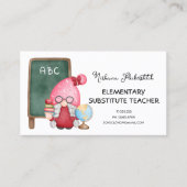 Schattigee Waterverf Lady Gnome Teacher Visitekaartje (Voorkant)