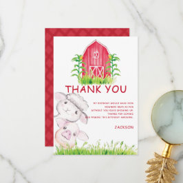 Schattigee Waterverf landbouwhuisdieren Bedankkaart