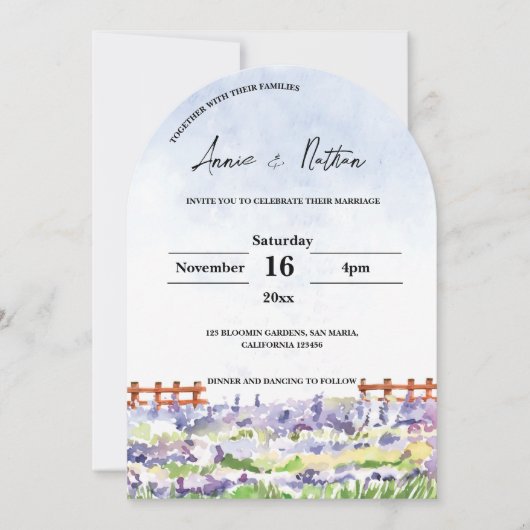 Schattigee Waterverf Landschap Lavendelvelden brui Kaart (Voorkant)