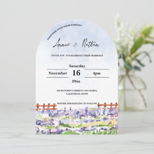 Schattigee Waterverf Landschap Lavendelvelden brui Kaart (Staand voorkant)