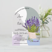 Schattigee Waterverf Lavendelstengels in een Baske Kaart (Staand voorkant)