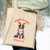 Schattigee Waterverf Leuke Kerst Border Collie Dog Tote Bag