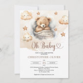 Schattigee Waterverf lichtbruin slapende teddybeer Kaart (Voorkant)