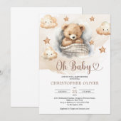 Schattigee Waterverf lichtbruin slapende teddybeer Kaart (Voorkant / Achterkant)