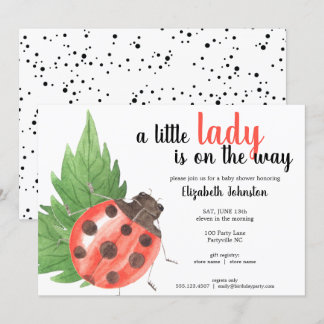 Schattigee Waterverf lieveheersbeestje Baby shower Kaart