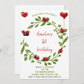 Schattigee Waterverf lieveheersbeestje verjaardags Kaart (Voorkant / Achterkant)