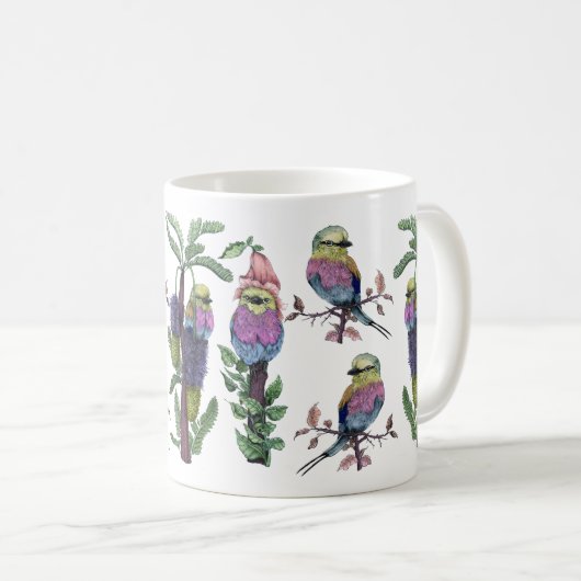 Schattigee Waterverf Lila Breasted Roller Bird Koffiemok (Voorkant rechts)