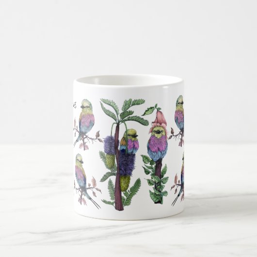 Schattigee Waterverf Lila Breasted Roller Bird Koffiemok (Center)